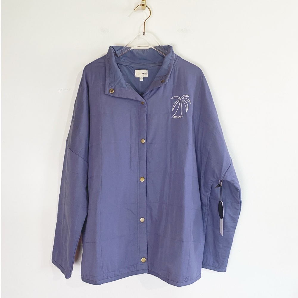 Amuse Society NWT The Sea Breeze Quilted Jacket Periwinkle Womens L/XL Revolve